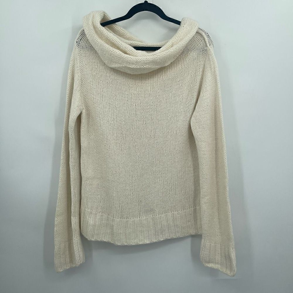 Anthropologie Ivory Blended Long Sleeve Cowl-Neck Pullover Sweater Size Medium